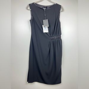 Paule Ka Sleeveless Ruched Crepe Dress Black Halsbrook NWT Size 42 or 8